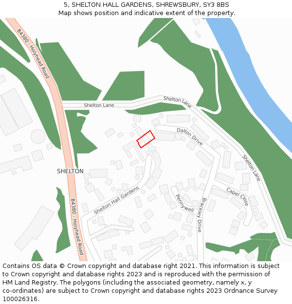5, SHELTON HALL GARDENS, SHREWSBURY, SY3 8BS: Location map and indicative extent of plot