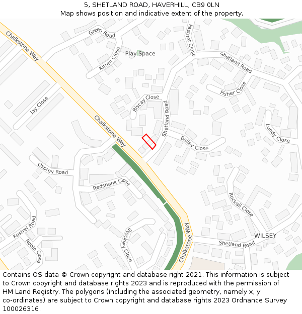 5, SHETLAND ROAD, HAVERHILL, CB9 0LN: Location map and indicative extent of plot