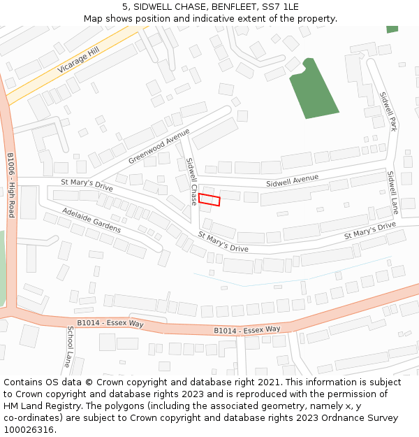 5, SIDWELL CHASE, BENFLEET, SS7 1LE: Location map and indicative extent of plot