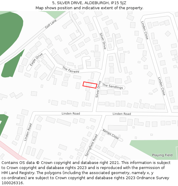 5, SILVER DRIVE, ALDEBURGH, IP15 5JZ: Location map and indicative extent of plot