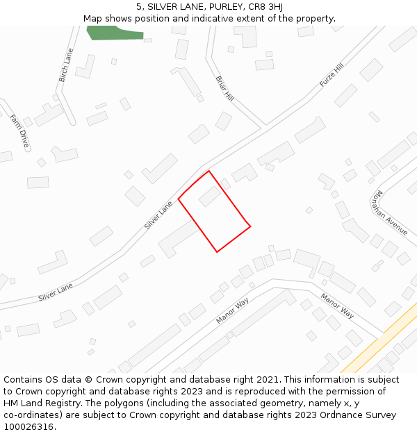 5, SILVER LANE, PURLEY, CR8 3HJ: Location map and indicative extent of plot