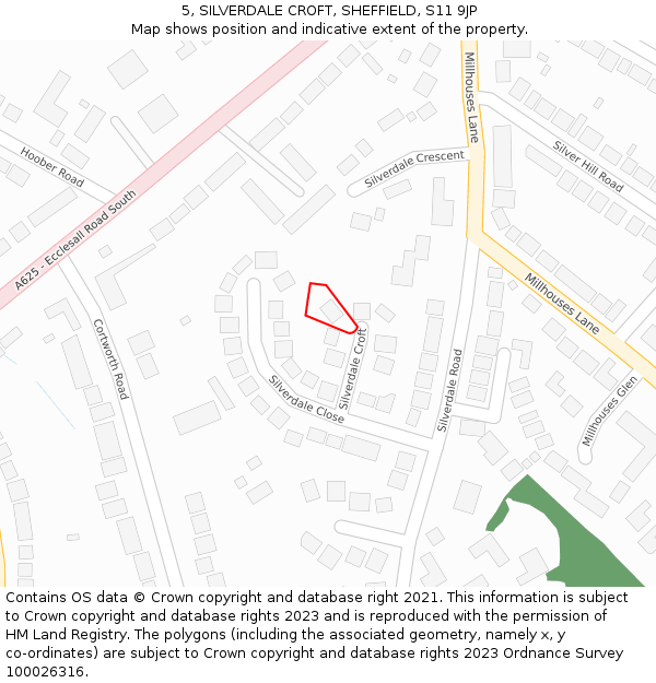 5, SILVERDALE CROFT, SHEFFIELD, S11 9JP: Location map and indicative extent of plot