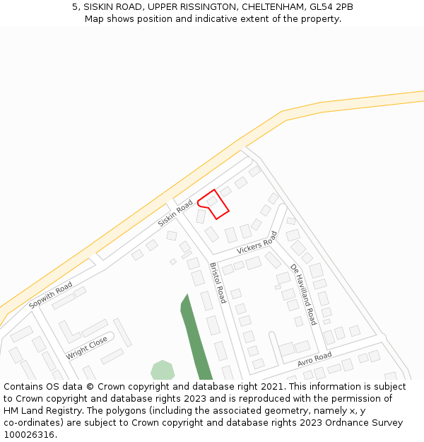 5, SISKIN ROAD, UPPER RISSINGTON, CHELTENHAM, GL54 2PB: Location map and indicative extent of plot