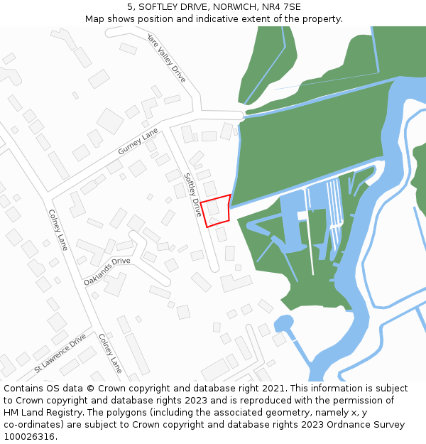 5, SOFTLEY DRIVE, NORWICH, NR4 7SE: Location map and indicative extent of plot