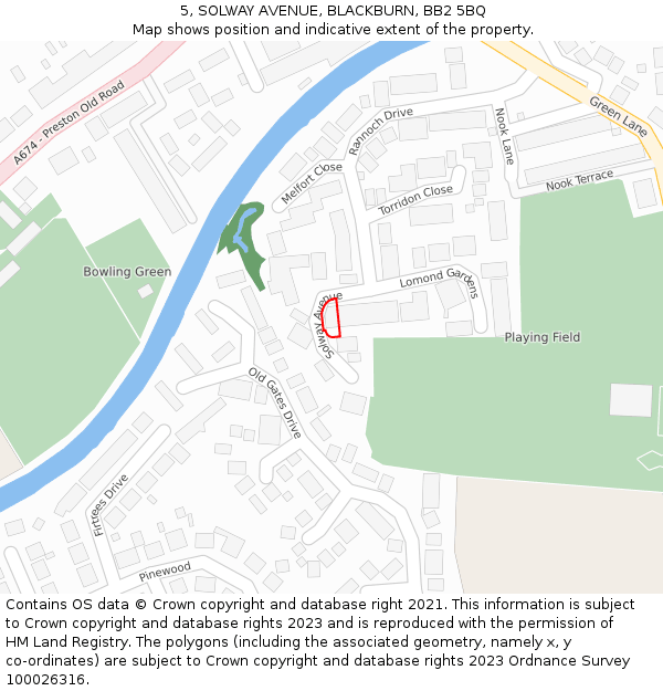 5, SOLWAY AVENUE, BLACKBURN, BB2 5BQ: Location map and indicative extent of plot