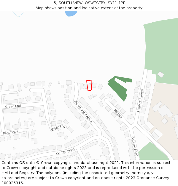 5, SOUTH VIEW, OSWESTRY, SY11 1PF: Location map and indicative extent of plot