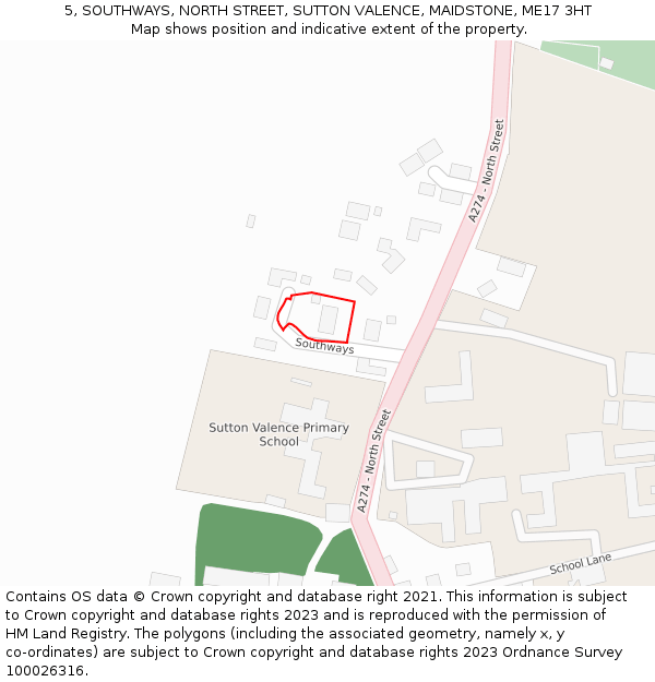 5, SOUTHWAYS, NORTH STREET, SUTTON VALENCE, MAIDSTONE, ME17 3HT: Location map and indicative extent of plot