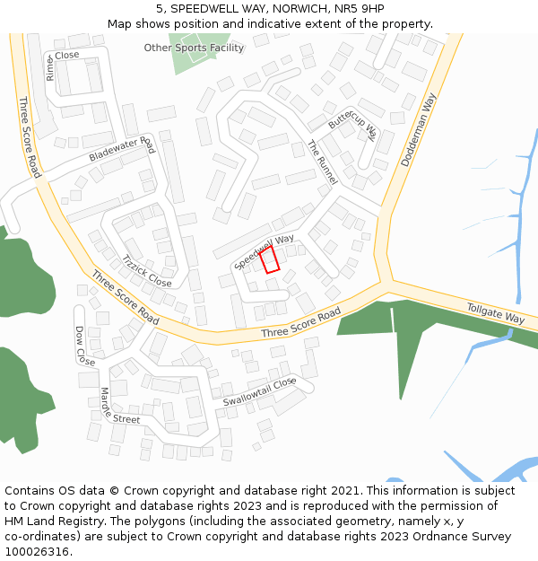 5, SPEEDWELL WAY, NORWICH, NR5 9HP: Location map and indicative extent of plot