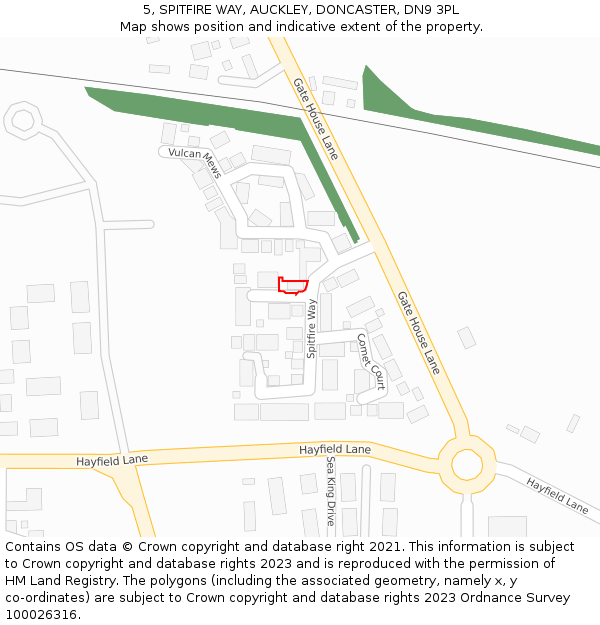 5, SPITFIRE WAY, AUCKLEY, DONCASTER, DN9 3PL: Location map and indicative extent of plot