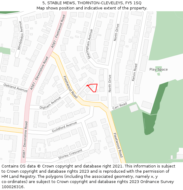 5, STABLE MEWS, THORNTON-CLEVELEYS, FY5 1SQ: Location map and indicative extent of plot
