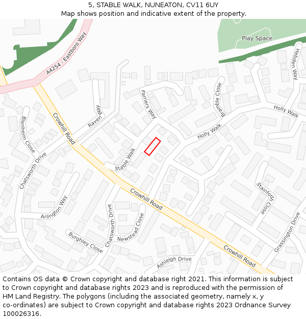 5, STABLE WALK, NUNEATON, CV11 6UY: Location map and indicative extent of plot