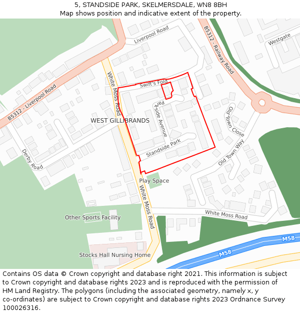 5, STANDSIDE PARK, SKELMERSDALE, WN8 8BH: Location map and indicative extent of plot