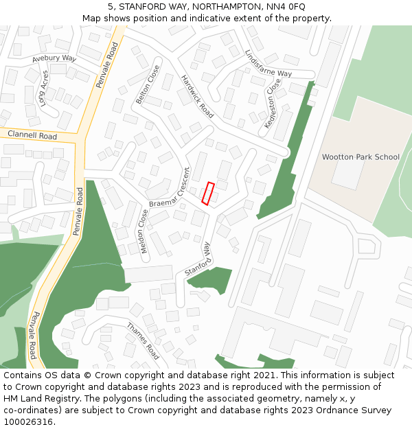 5, STANFORD WAY, NORTHAMPTON, NN4 0FQ: Location map and indicative extent of plot