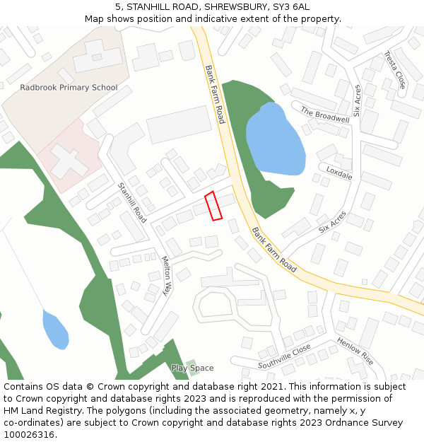 5, STANHILL ROAD, SHREWSBURY, SY3 6AL: Location map and indicative extent of plot