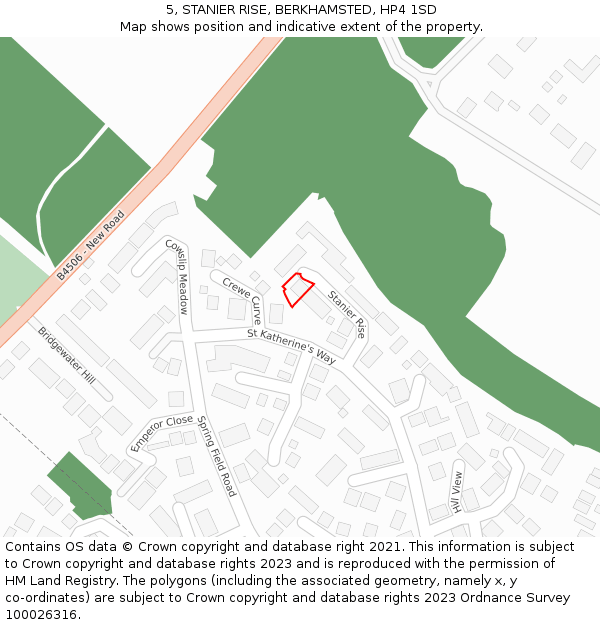 5, STANIER RISE, BERKHAMSTED, HP4 1SD: Location map and indicative extent of plot