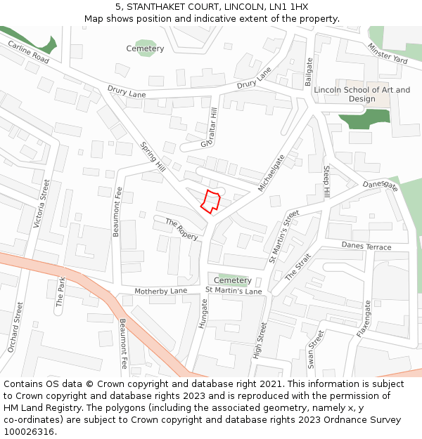 5, STANTHAKET COURT, LINCOLN, LN1 1HX: Location map and indicative extent of plot