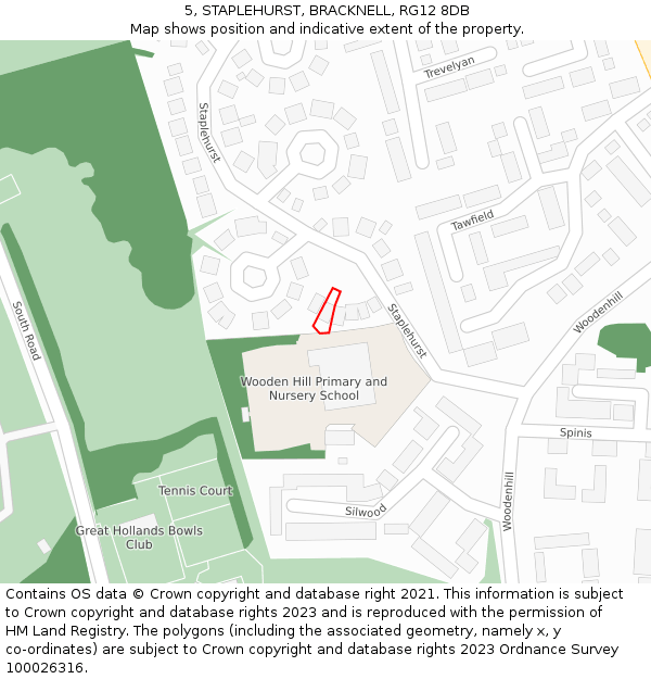 5, STAPLEHURST, BRACKNELL, RG12 8DB: Location map and indicative extent of plot