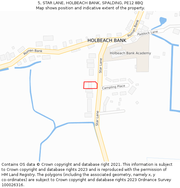 5, STAR LANE, HOLBEACH BANK, SPALDING, PE12 8BQ: Location map and indicative extent of plot