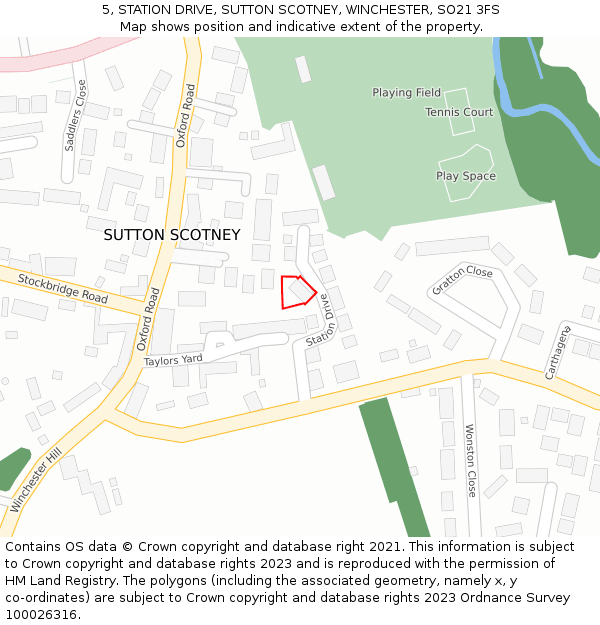 5, STATION DRIVE, SUTTON SCOTNEY, WINCHESTER, SO21 3FS: Location map and indicative extent of plot