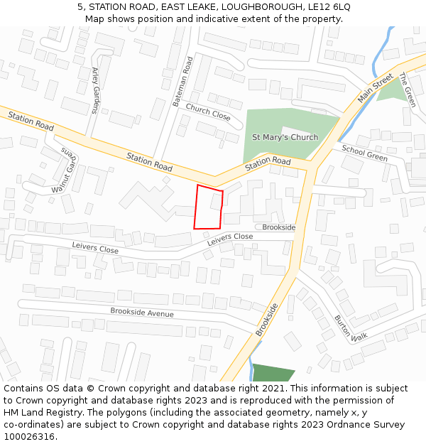 5, STATION ROAD, EAST LEAKE, LOUGHBOROUGH, LE12 6LQ: Location map and indicative extent of plot