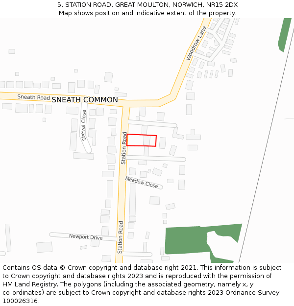 5, STATION ROAD, GREAT MOULTON, NORWICH, NR15 2DX: Location map and indicative extent of plot