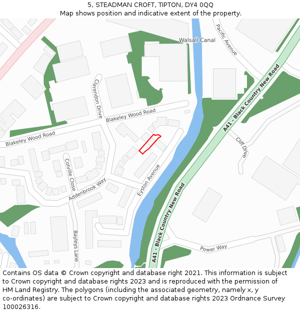 5, STEADMAN CROFT, TIPTON, DY4 0QQ: Location map and indicative extent of plot