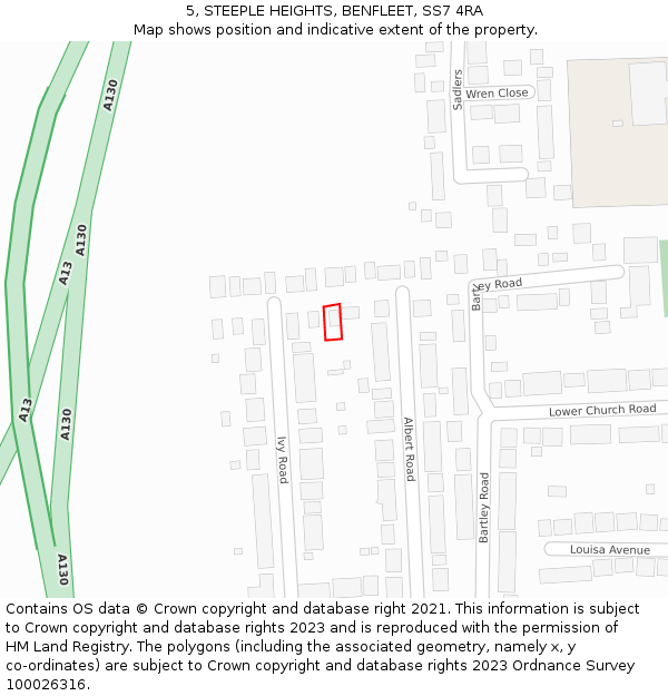 5, STEEPLE HEIGHTS, BENFLEET, SS7 4RA: Location map and indicative extent of plot