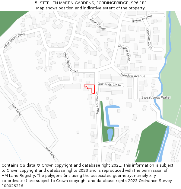 5, STEPHEN MARTIN GARDENS, FORDINGBRIDGE, SP6 1RF: Location map and indicative extent of plot