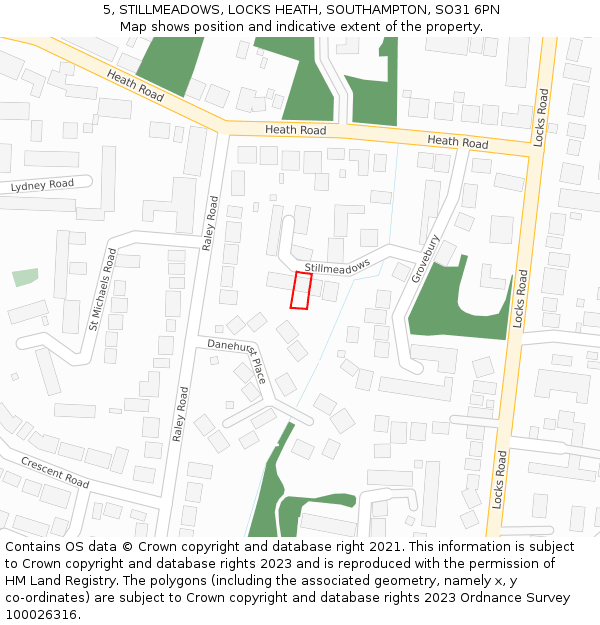 5, STILLMEADOWS, LOCKS HEATH, SOUTHAMPTON, SO31 6PN: Location map and indicative extent of plot