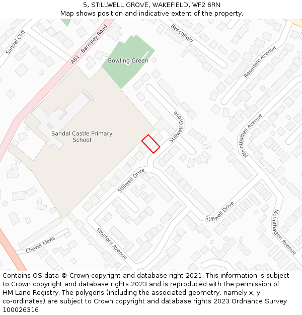 5, STILLWELL GROVE, WAKEFIELD, WF2 6RN: Location map and indicative extent of plot