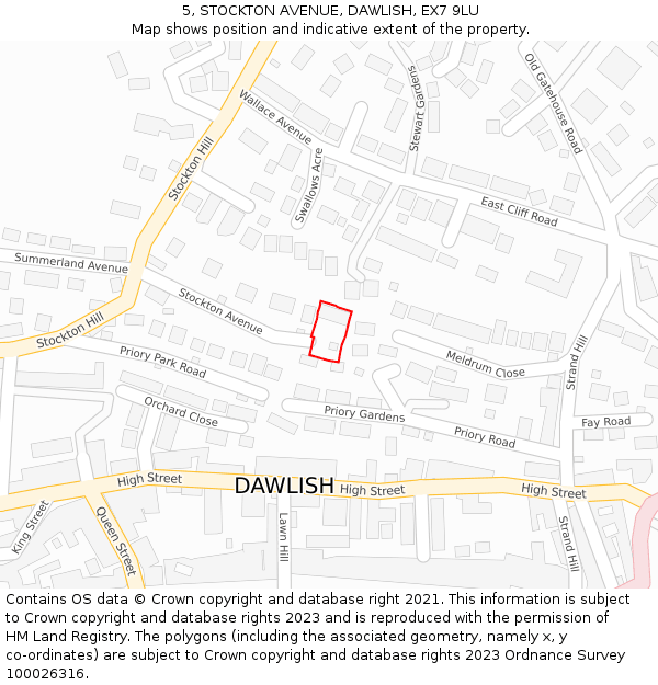 5, STOCKTON AVENUE, DAWLISH, EX7 9LU: Location map and indicative extent of plot