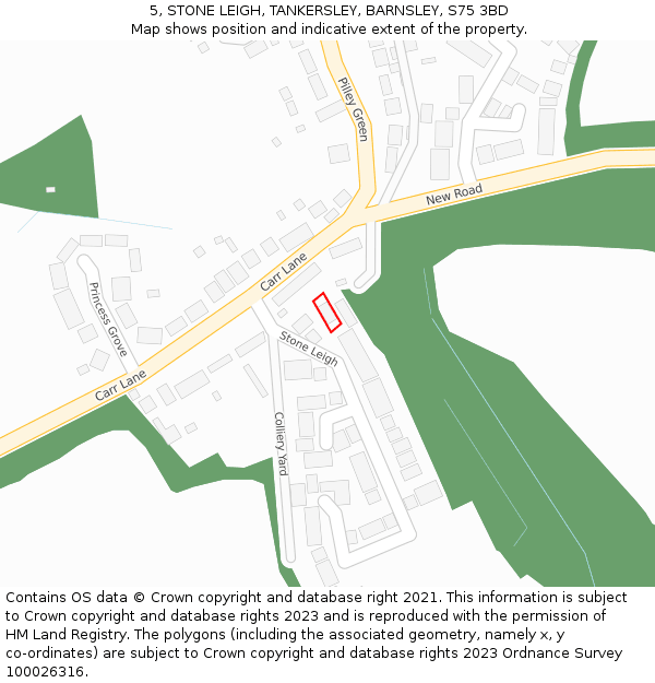 5, STONE LEIGH, TANKERSLEY, BARNSLEY, S75 3BD: Location map and indicative extent of plot