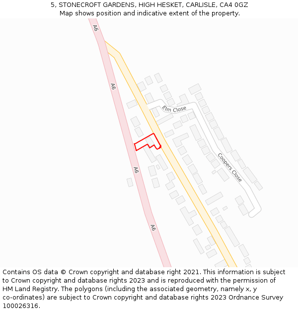 5, STONECROFT GARDENS, HIGH HESKET, CARLISLE, CA4 0GZ: Location map and indicative extent of plot