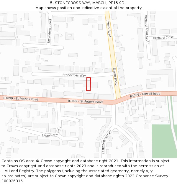 5, STONECROSS WAY, MARCH, PE15 9DH: Location map and indicative extent of plot