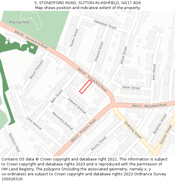 5, STONEYFORD ROAD, SUTTON-IN-ASHFIELD, NG17 4DA: Location map and indicative extent of plot