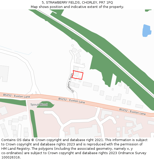 5, STRAWBERRY FIELDS, CHORLEY, PR7 1PQ: Location map and indicative extent of plot