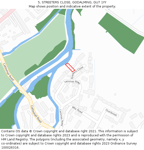 5, STREETERS CLOSE, GODALMING, GU7 1YY: Location map and indicative extent of plot