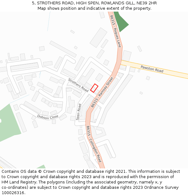 5, STROTHERS ROAD, HIGH SPEN, ROWLANDS GILL, NE39 2HR: Location map and indicative extent of plot