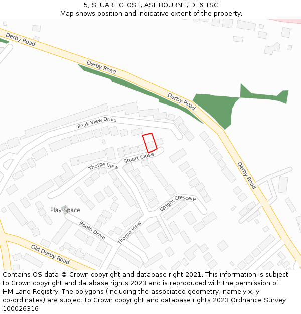 5, STUART CLOSE, ASHBOURNE, DE6 1SG: Location map and indicative extent of plot