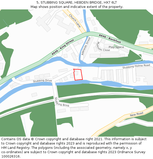 5, STUBBING SQUARE, HEBDEN BRIDGE, HX7 6LT: Location map and indicative extent of plot