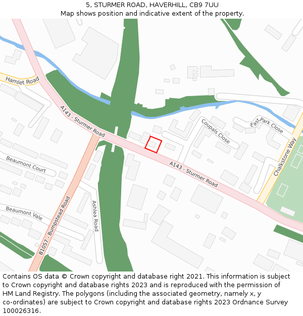 5, STURMER ROAD, HAVERHILL, CB9 7UU: Location map and indicative extent of plot