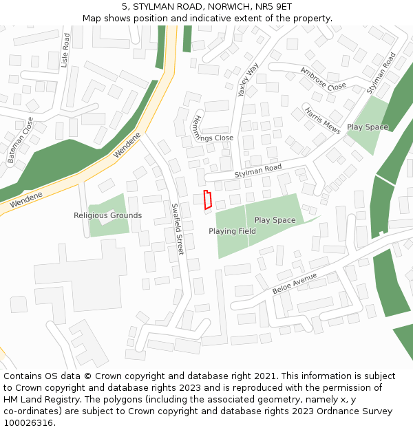 5, STYLMAN ROAD, NORWICH, NR5 9ET: Location map and indicative extent of plot