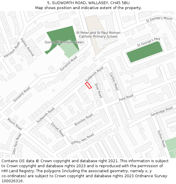 5, SUDWORTH ROAD, WALLASEY, CH45 5BU: Location map and indicative extent of plot