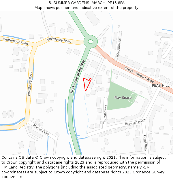 5, SUMMER GARDENS, MARCH, PE15 8FA: Location map and indicative extent of plot