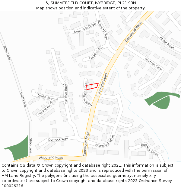 5, SUMMERFIELD COURT, IVYBRIDGE, PL21 9RN: Location map and indicative extent of plot