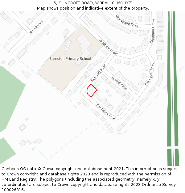 5, SUNCROFT ROAD, WIRRAL, CH60 1XZ: Location map and indicative extent of plot