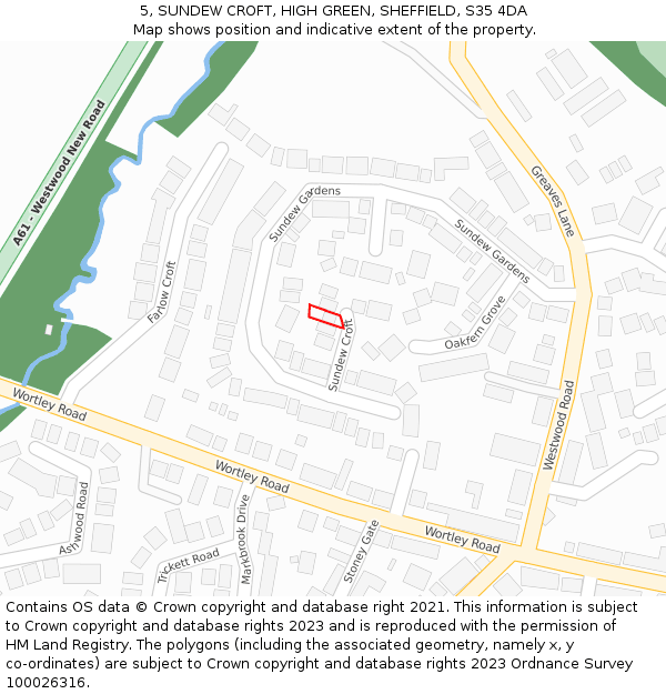 5, SUNDEW CROFT, HIGH GREEN, SHEFFIELD, S35 4DA: Location map and indicative extent of plot