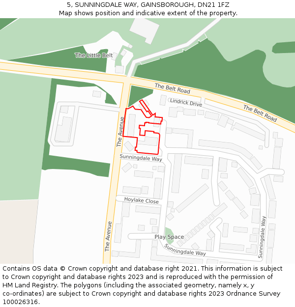 5, SUNNINGDALE WAY, GAINSBOROUGH, DN21 1FZ: Location map and indicative extent of plot