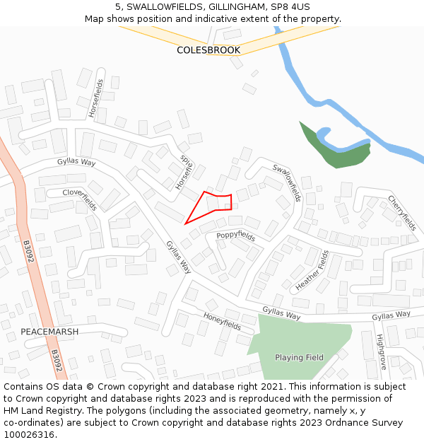 5, SWALLOWFIELDS, GILLINGHAM, SP8 4US: Location map and indicative extent of plot