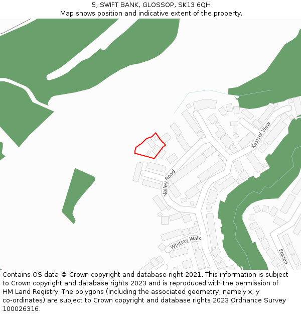 5, SWIFT BANK, GLOSSOP, SK13 6QH: Location map and indicative extent of plot